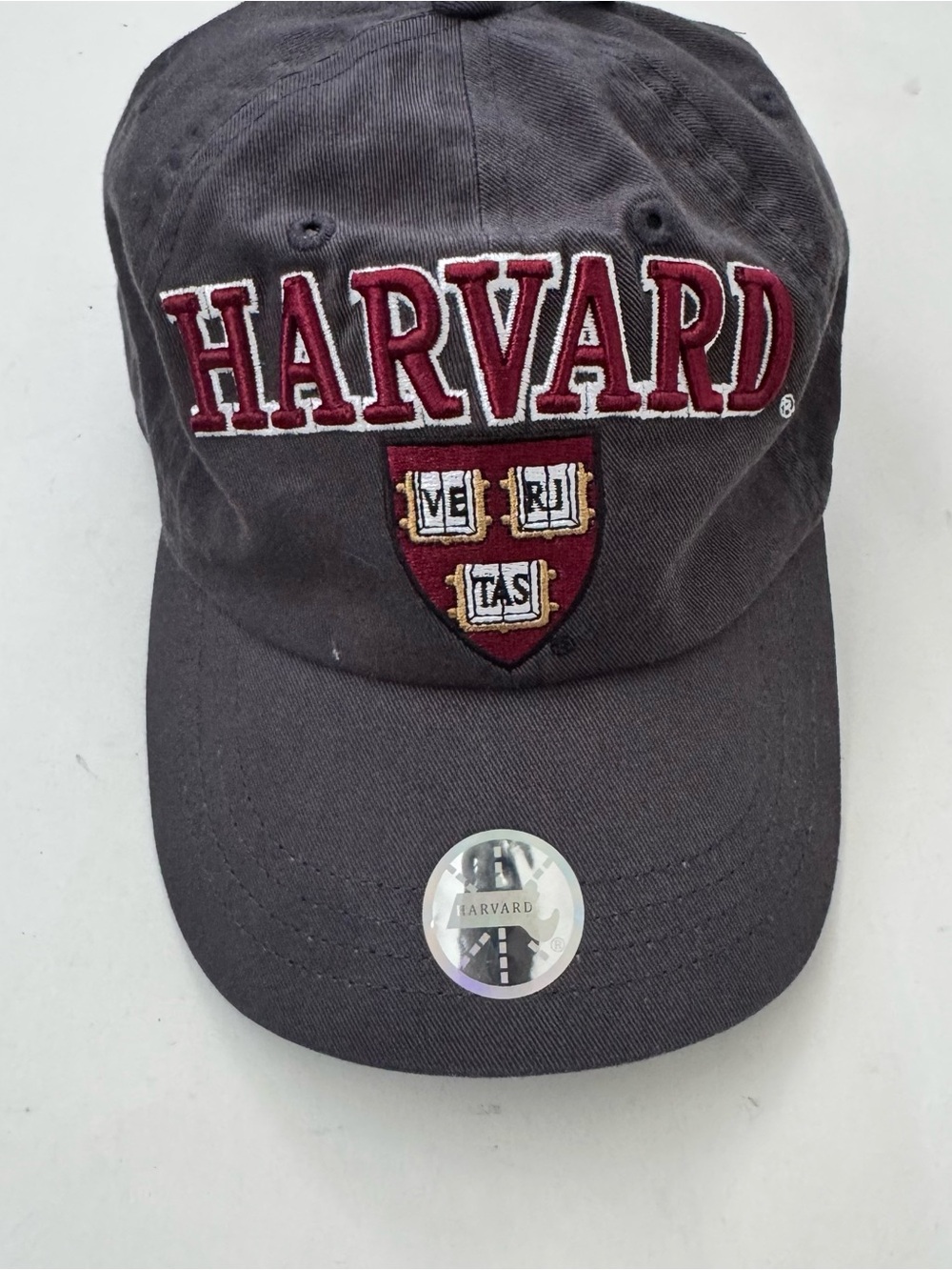 NWT HARVARD Dad Cap Bay State Apparel Ivy League Grey Strapback Hat College